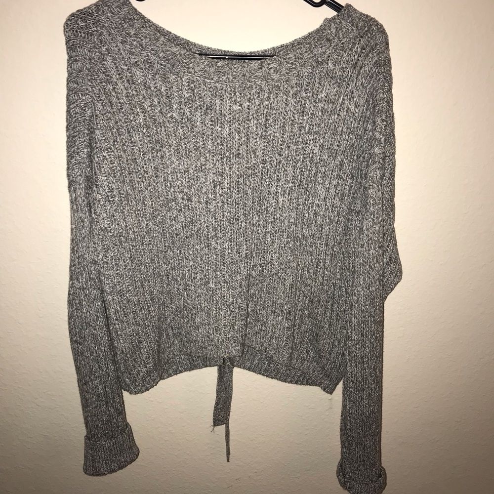 Grey, black, white, knit sweater